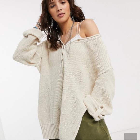 Free People Firefly Cable Knit Tunic Tan Sweater - Picture 5 of 13